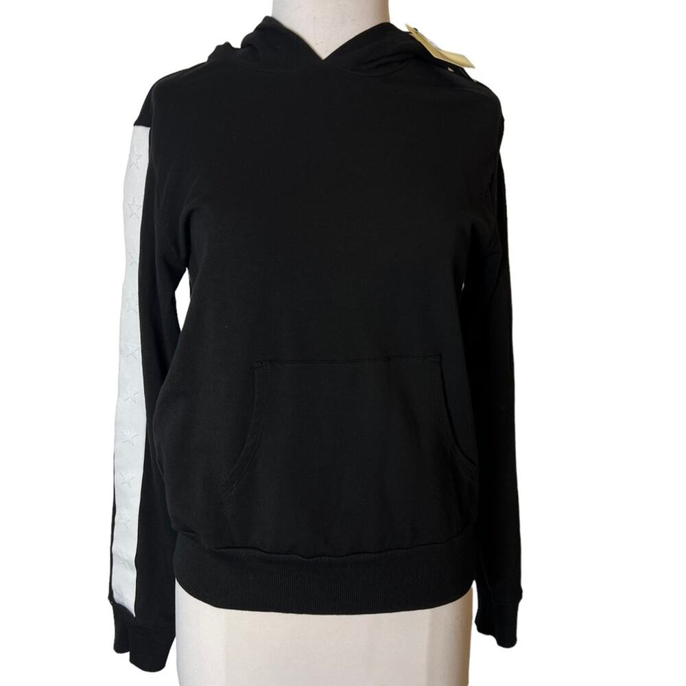 NWT Monrow star stripe track hoodie‎ sz S black white